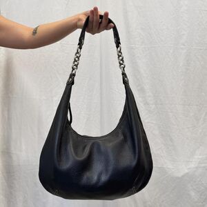 y2k black leather hobo bag